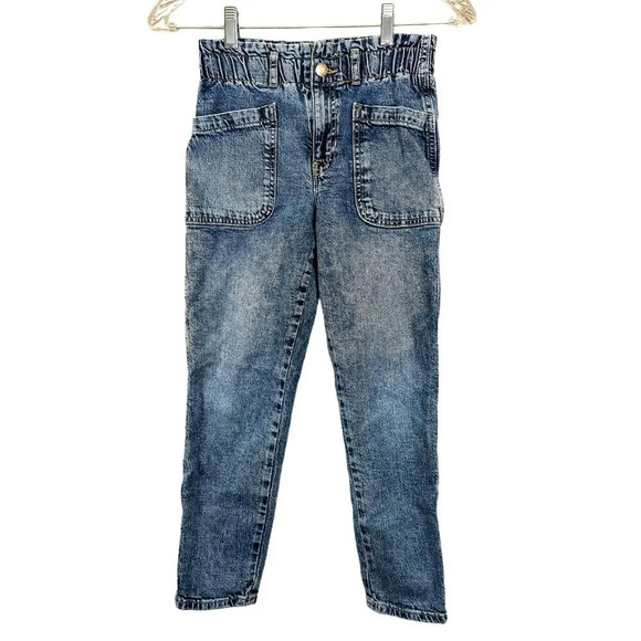 Gap Denim Mom Jeans High Rise Elastic Paperbag Waist - Kids Size 10 - Picture 1 of 11
